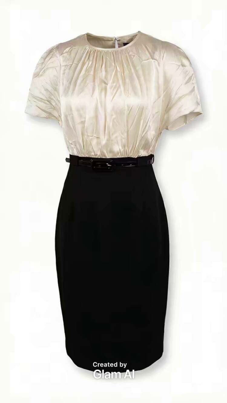 Calvin Klein Womens Black belted Ivory Cape Ruffle Sleeve Career Dress 4